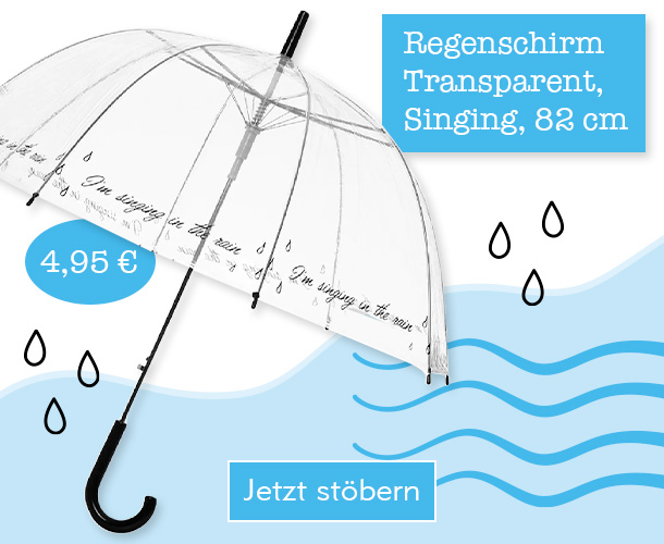 Regenschirm Transparent, Singing in the rain, 82 cm